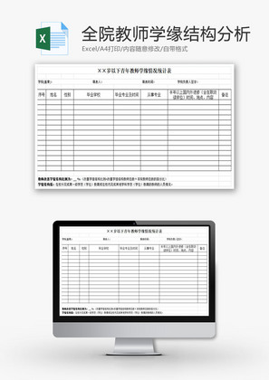 ×周岁以下教师学缘结构分析EXCEL模板