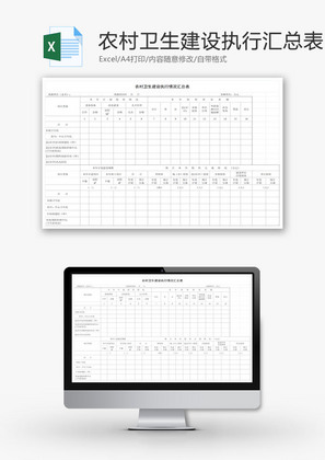 农村卫生建设执行情况汇总表EXCEL模板
