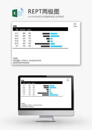 REPT两极图EXCEL模板