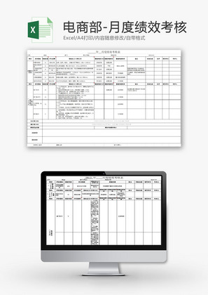人力资源电商部月度绩效考核Excel模板