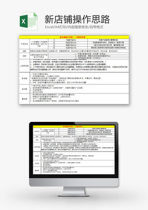 日常办公新店铺操作思路Excel模板