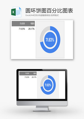 圆环饼图百分比图表EXCEL模板