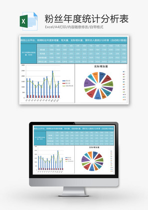 粉丝年度统计分析表EXCEL模板