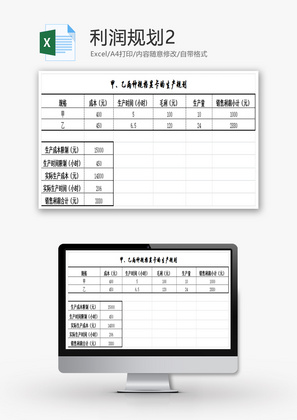 利润规划2EXCEL模板