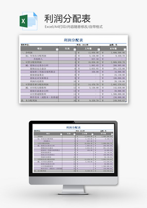 利润分配表EXCEL模板