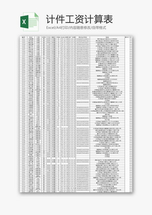 计件工资计算表EXCEL模板