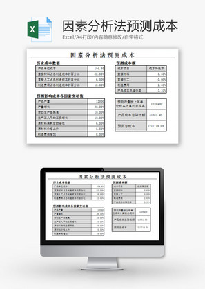 因素分析法预测成本EXCEL模板