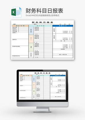 财务科目日报表EXCEL模板