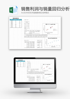 销售利润与销量回归分析EXCEL模板