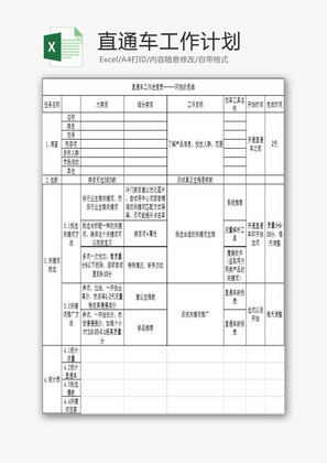 日常办公直通车工作计划Excel模板