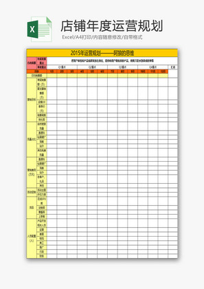 行政管理店铺年度运营规划Excel模板
