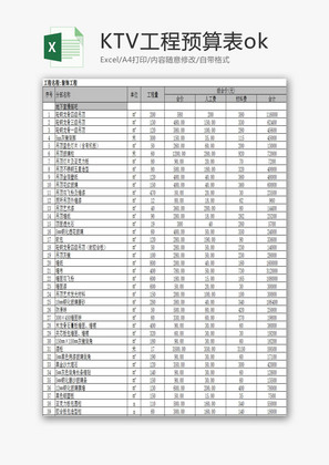 KTV工程预算表EXCEL模板