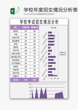 学校年度招生情况分析表excel模板