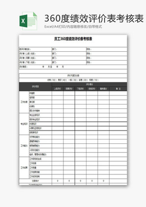 员工360度绩效评价表EXCEL模板