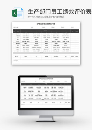 制造部门员工绩效考核评价表EXCEL模板