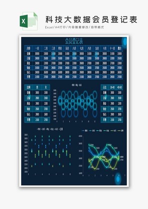 科技大数据会员登记表Excel模板