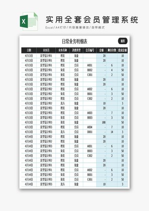 实用全套会员管理系统excel表格模板