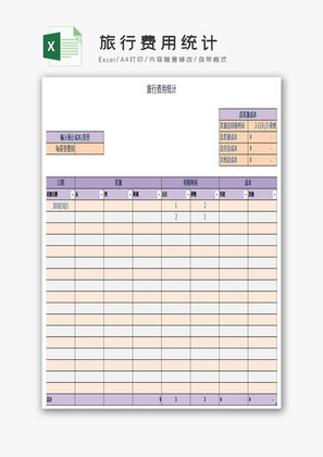 旅行费用统计Excel模板