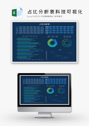 占比分析表科技可视化Excel模板