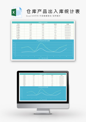 仓库产品出入库统计表Excel模板
