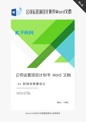 公司运营项目计划书Word文档