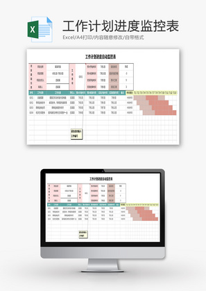 工作计划进度自动监控表Excel表格