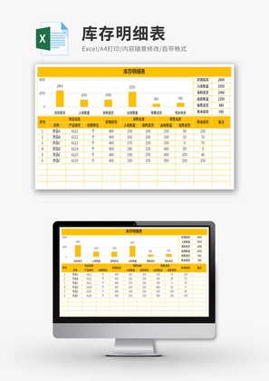 自动进销存库存明细表Excel模板