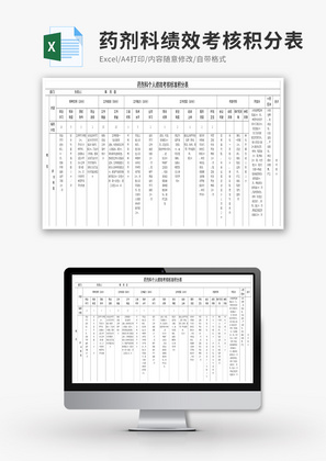 药剂科个人绩效考核标准积分表Excel模