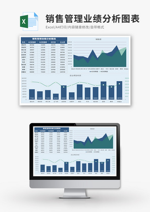 销售管理业绩分析图表Excel模板