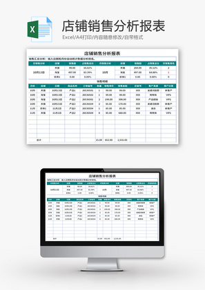 店铺销售分析报表Excel模板