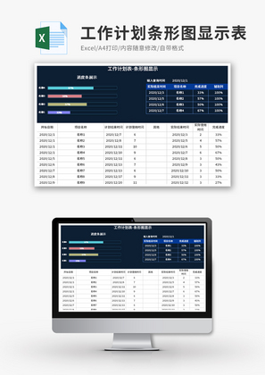 工作计划条形图显示表Excel模板