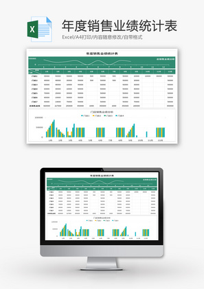 年度销售业绩统计表Excel模板
