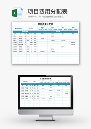 项目费用分配表Excel模板