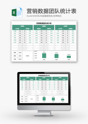 营销数据团队统计表Excel模板