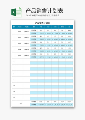 产品销售计划表Excel模板