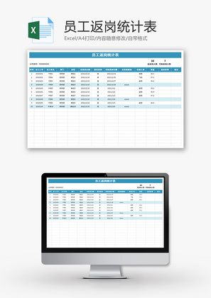员工返岗统计表Excel模板