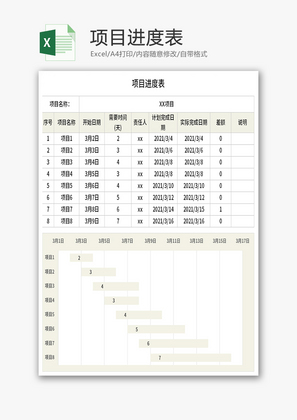 项目进度表Excel模板