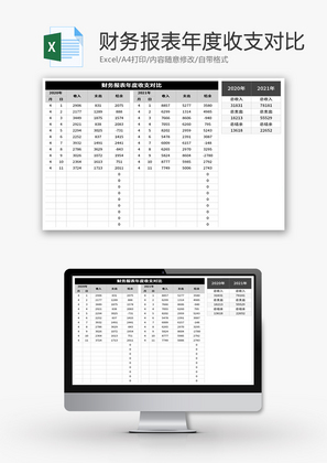 财务报表年度收支对比图Excel模板