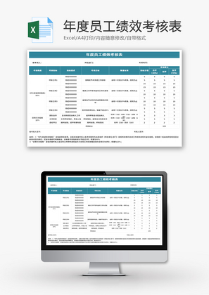 年度员工绩效考核表Excel模板