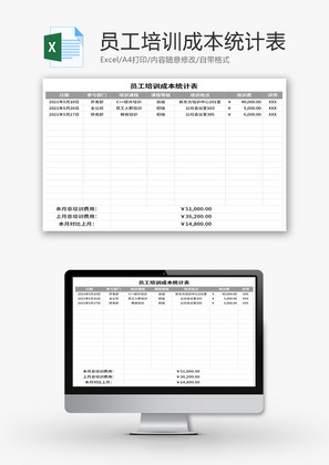 员工培训成本统计表Excel模板