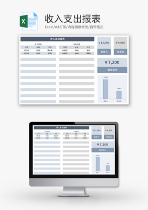 收入支出报表Excel模板