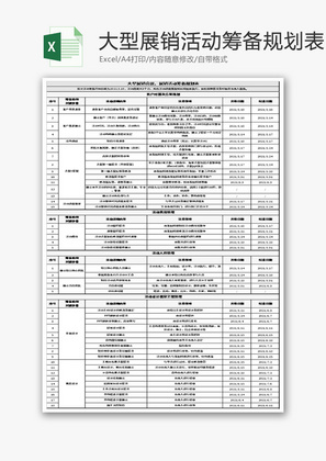 展销会议活动筹备规划表Excel模板