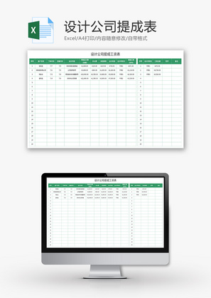设计公司工资提成表Excel模板