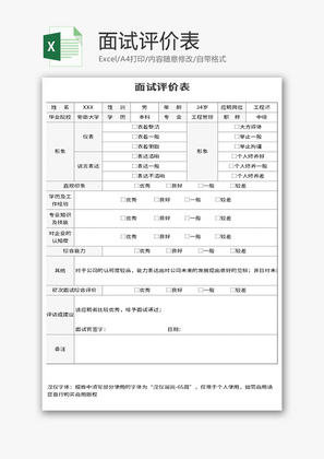 面试评价表Excel模板