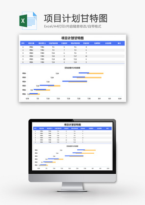 项目计划甘特图Excel模板