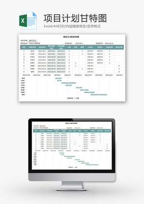项目计划甘特图Excel模板