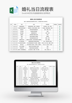 婚礼当日流程表Excel模板