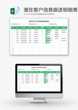 潜在客户信息跟进明细表Excel模板