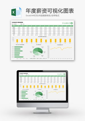 年度薪资可视化图表Excel模板