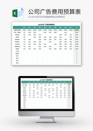 公司广告费用预算表Excel模板